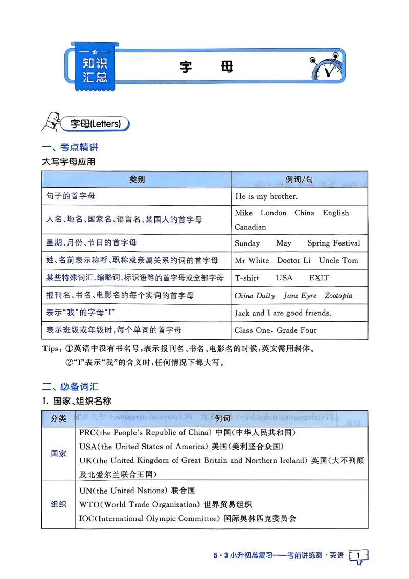 英语《53小升初总复习知识》26春_2026春小升初总复习语文数学英语《53考前讲练测》含答案_英语《53小升初总复习考前讲练测》26春