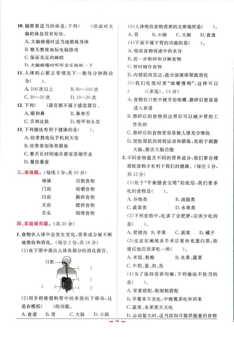 阳光同学小学毕业升学系统总复习活页专项训练科学_小升初活页专项训练（语数英科学）