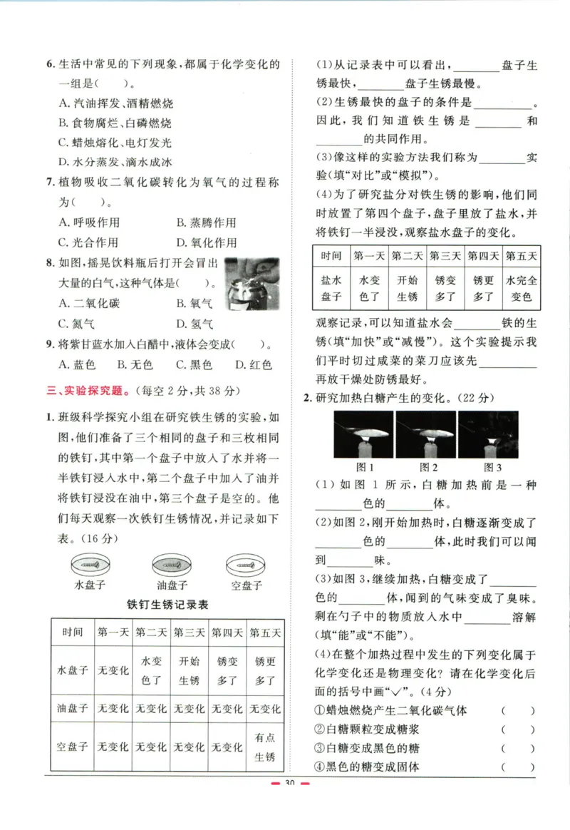 阳光同学小学毕业升学系统总复习活页专项训练科学_小升初活页专项训练（语数英科学）