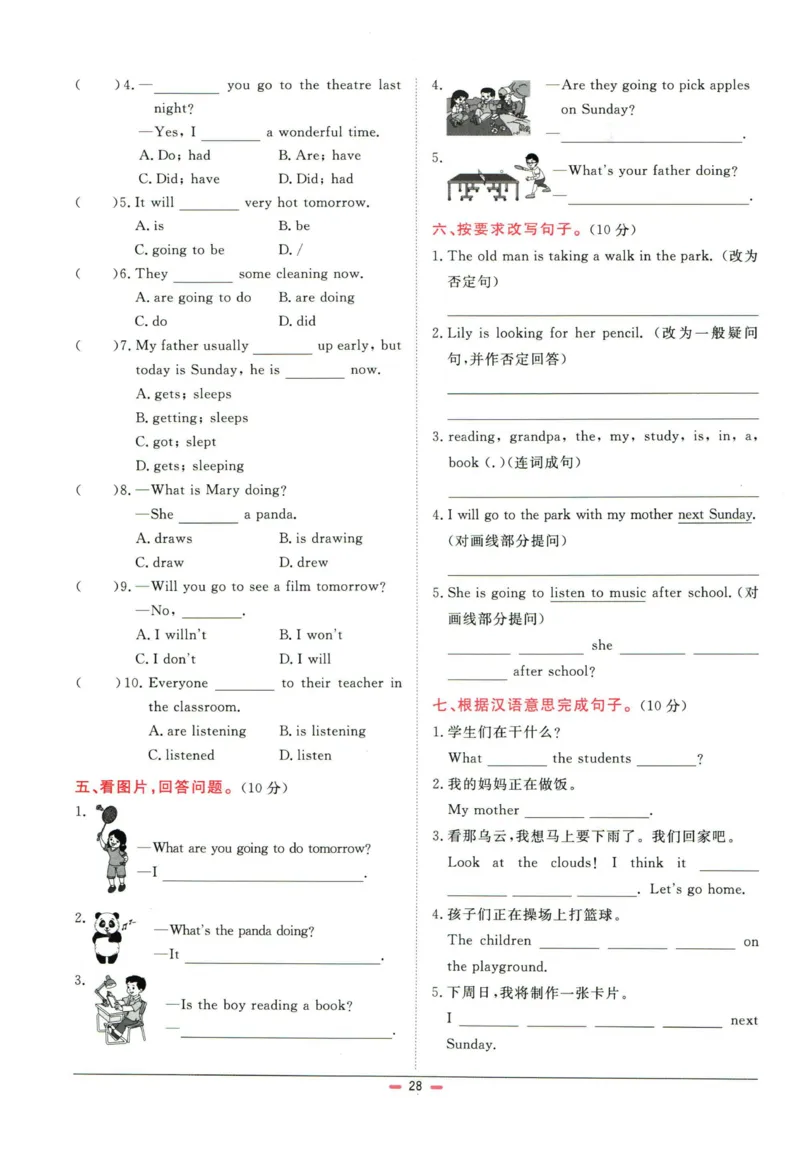阳光同学小学毕业升学系统总复习活页专项训练英语_小升初活页专项训练（语数英科学）