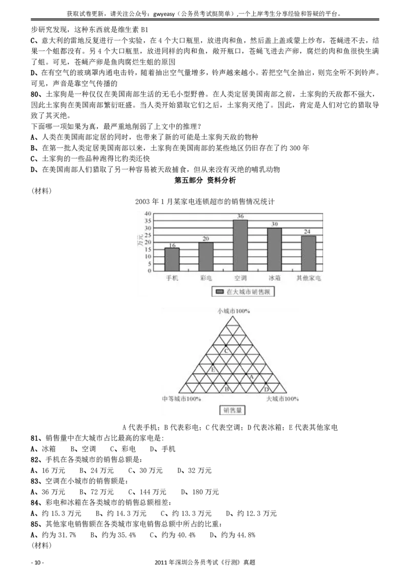 2011深圳市公务员录用考试《行测》真题_国考省考_省考真题_33深圳公务员考试真题pdf版_深圳公务员考试真题&mdash;&mdash;行测（08~24年）_题目