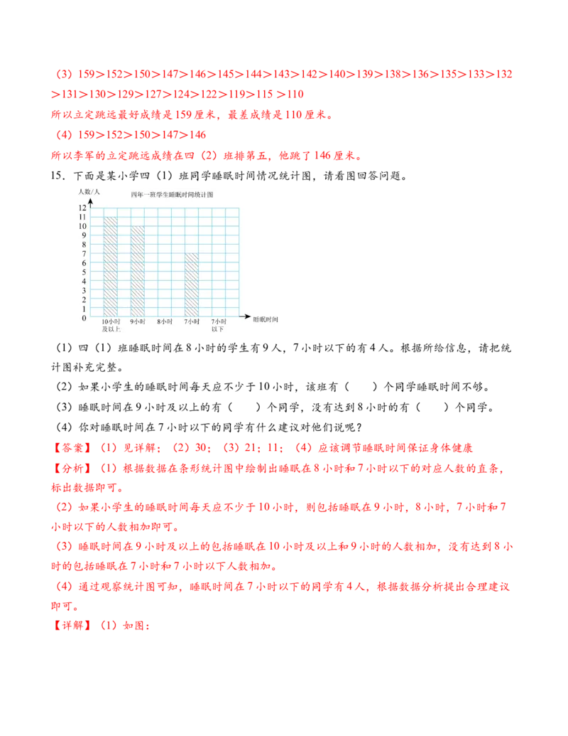专题07统计表和条形统计图（一）（解决问题专项训练）（教师版）(2)_三年级数学下册（苏教版）_解决问题专项练习-T7_2026版