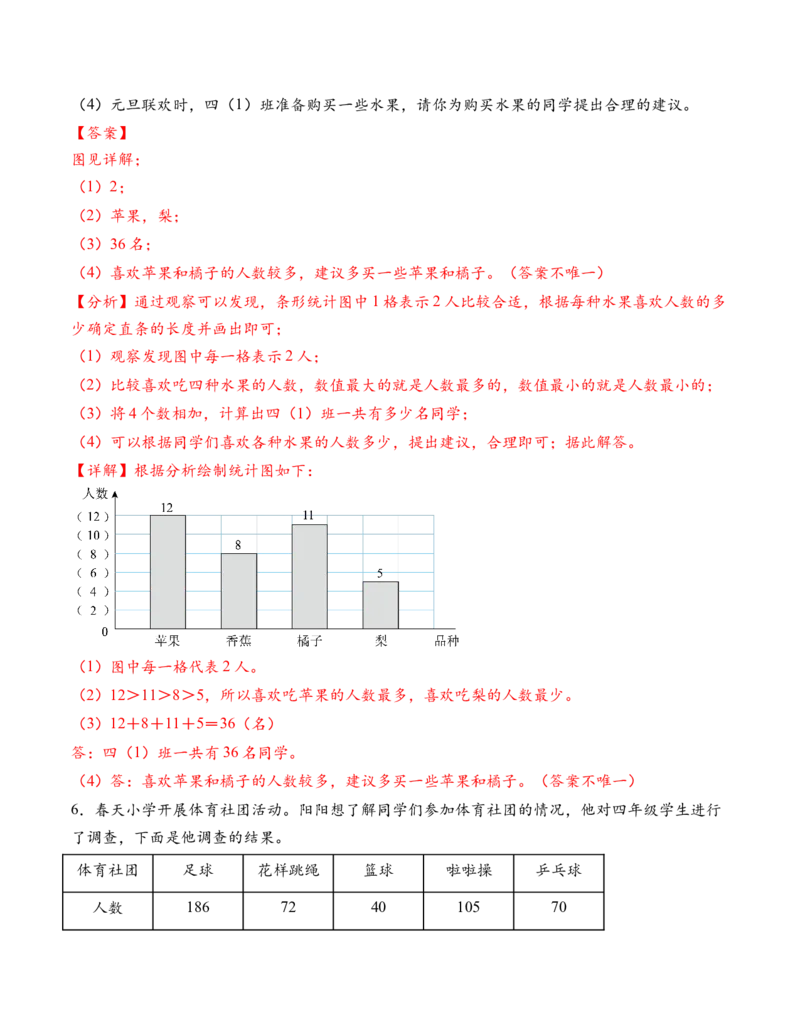 专题07统计表和条形统计图（一）（解决问题专项训练）（教师版）(2)_三年级数学下册（苏教版）_解决问题专项练习-T7_2026版
