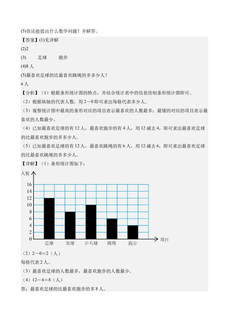 专题07：统计表和条形统计图（一）（期末专项训练）（苏教版&middot;新教材）（解析版）_三年级数学下册（苏教版）_期末总复习-K159_期末总复习_2026版