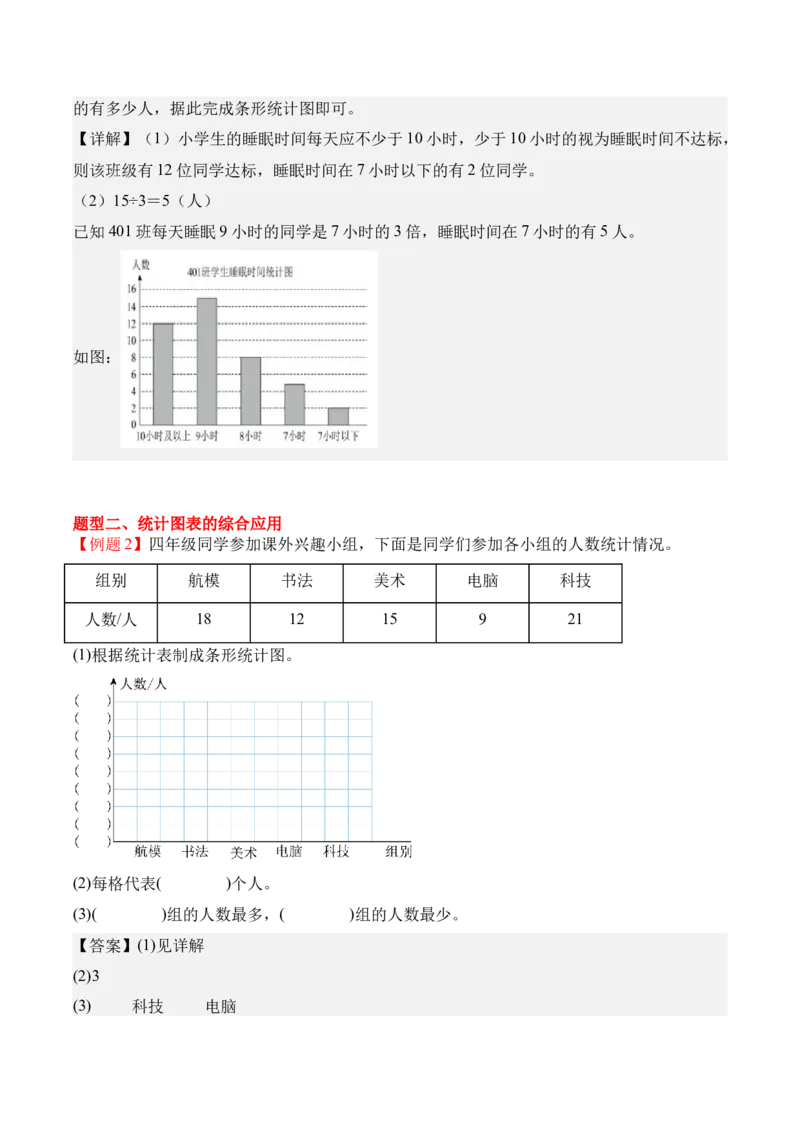 专题07：统计表和条形统计图（一）（期末专项训练）（苏教版&middot;新教材）（解析版）_三年级数学下册（苏教版）_期末总复习-K159_期末总复习_2026版