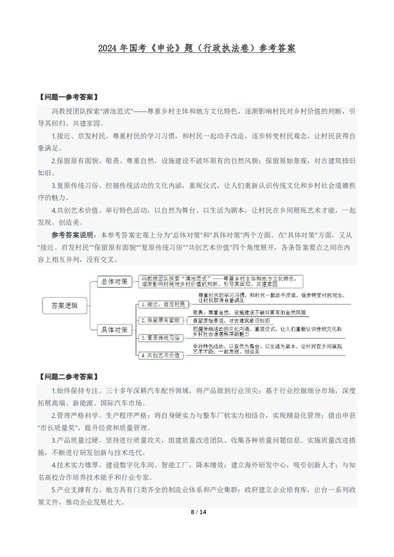 2024年国考申论真题（行政执法卷）及参考答案_国考省考_国考2000-2026真题pdf_2000-2025国考申论PDF