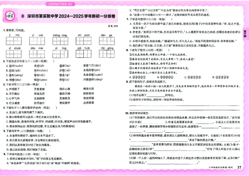 2025版王朝霞小升初招生分班语文_小升初招生分班（语数英）
