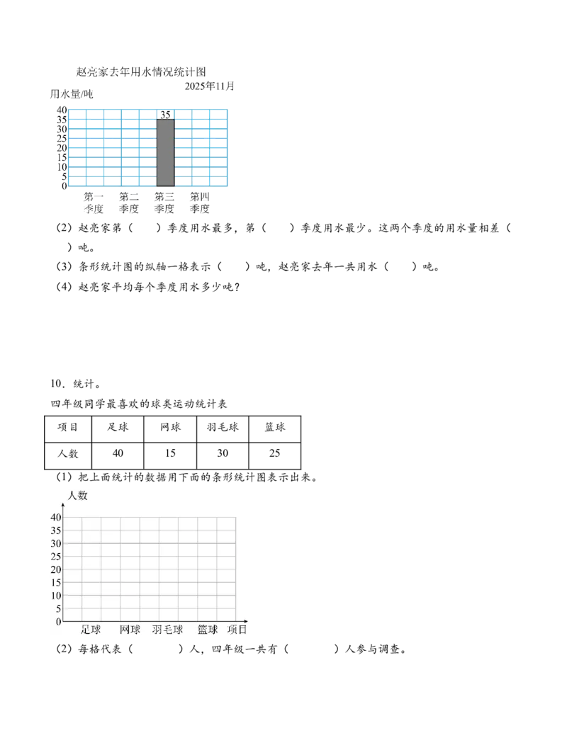 专题07统计表和条形统计图（一）（解决问题专项训练）（学生版）(2)_三年级数学下册（苏教版）_解决问题专项练习-T7_2026版