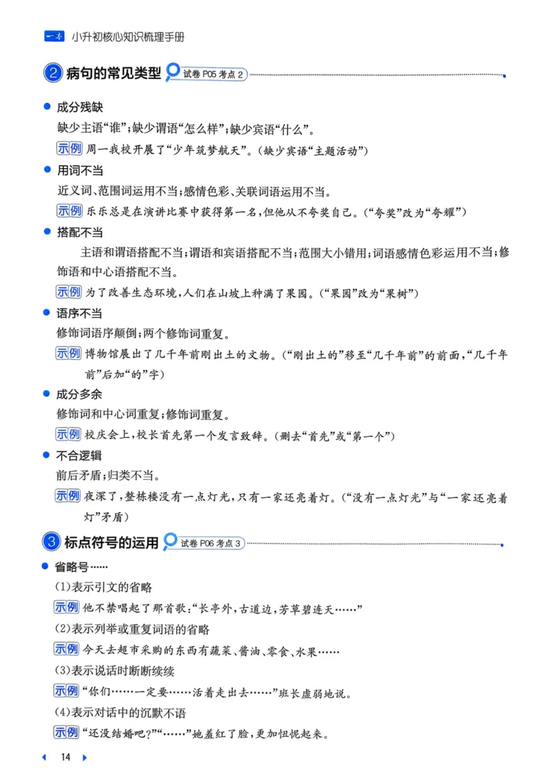 25一本小升初冲刺新卷-语文核心知识梳理手册
