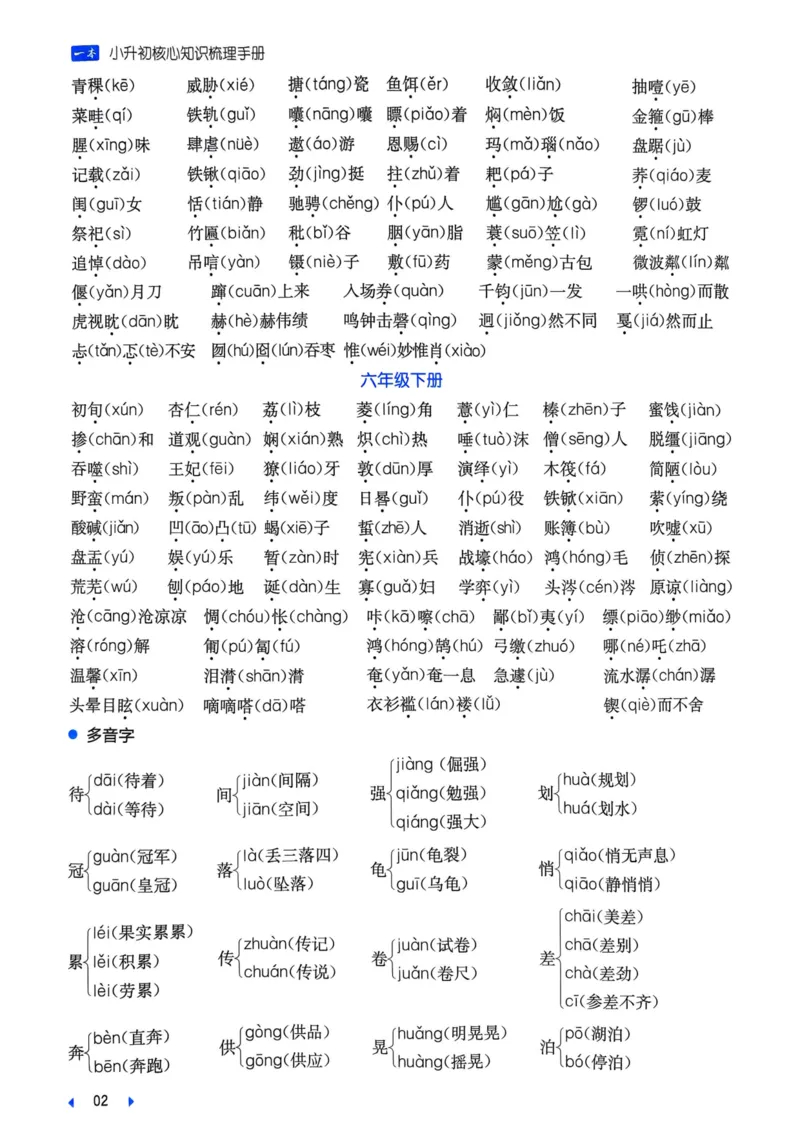 25一本小升初冲刺新卷-语文核心知识梳理手册