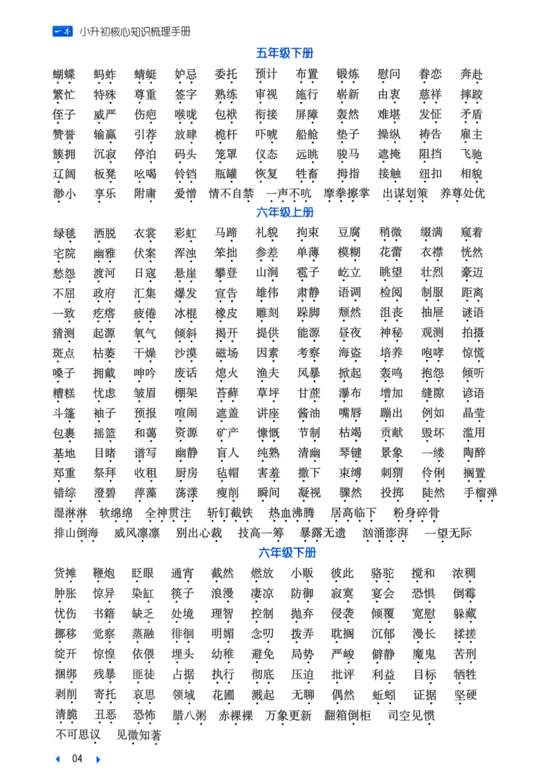25一本小升初冲刺新卷-语文核心知识梳理手册