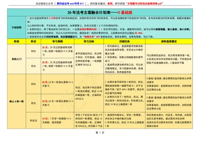 26年法考主客融合计划表（0基础版）_26法考主客融合计划表（二战版+0基础版）