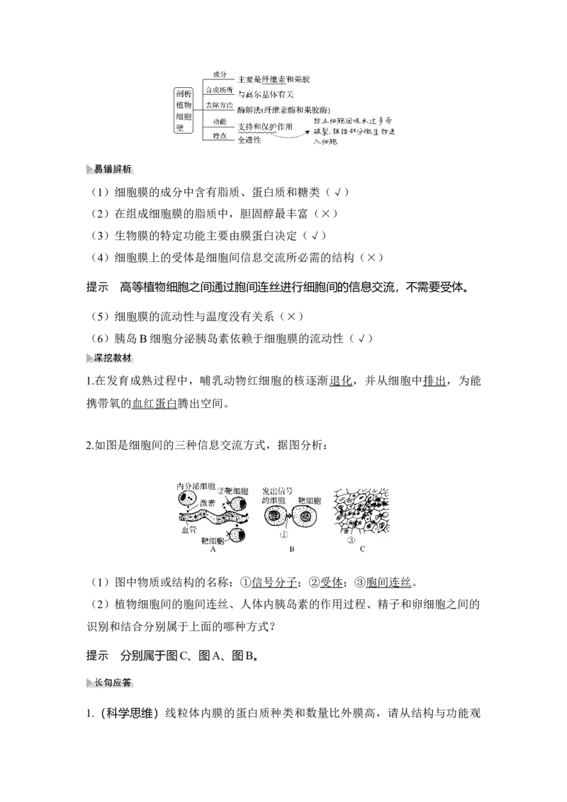 第4讲细胞膜与细胞核_通用版（老高考）复习资料_2023年复习资料_一轮复习_2023年高考生物一轮复习讲义+课件（全国版）_2023年高考生物一轮复习讲义（全国版）_赠补充习题