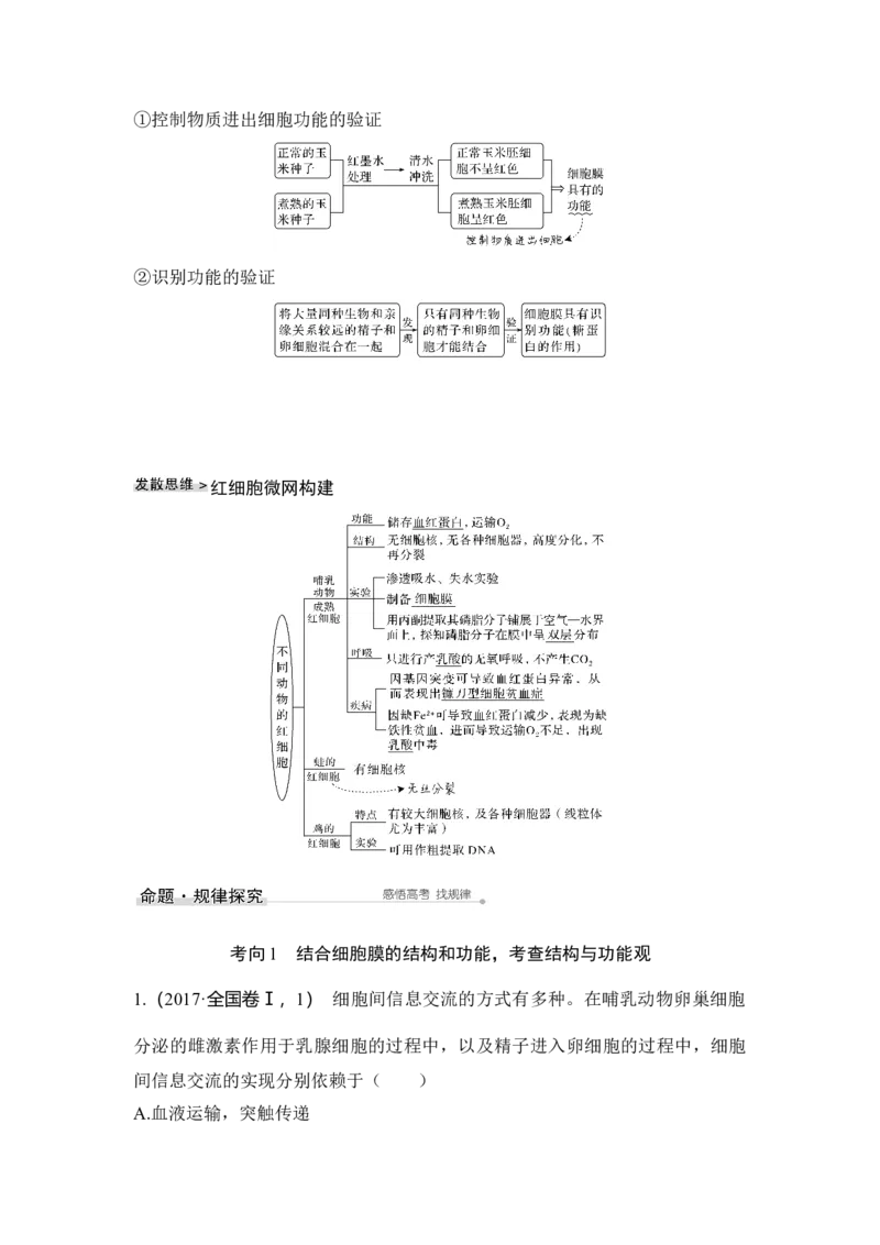 第4讲细胞膜与细胞核_通用版（老高考）复习资料_2023年复习资料_一轮复习_2023年高考生物一轮复习讲义+课件（全国版）_2023年高考生物一轮复习讲义（全国版）_赠补充习题