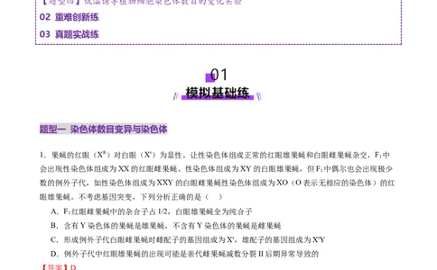 第22讲生物的变异（第二课时，染色体变异）（练习）（解析版）_2025年新高考资料_一轮复习_2025年高考生物一轮复习讲练测（新教材新高考）