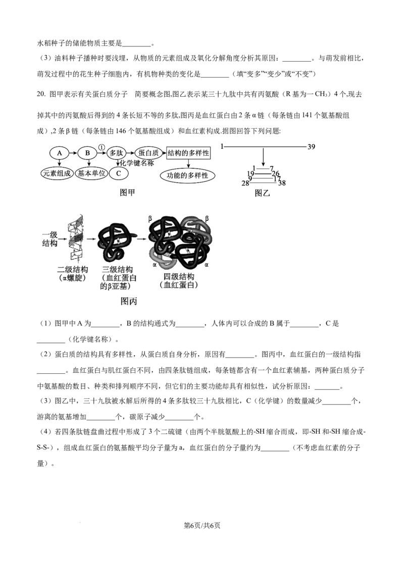 精品解析：吉林省通化市梅河口市第五中学2025-2026学年高一上学期10月月考生物试题（原卷版）_2025年10月高一试卷