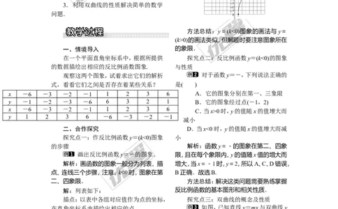 1.2第2课时反比例函数y=k&divide;x（k＜0）的图象和性质1_湘教版初中数学课件_数学湘教版9上教案PPT课件配套资料_数学湘教版初中9年级上册--3.教案