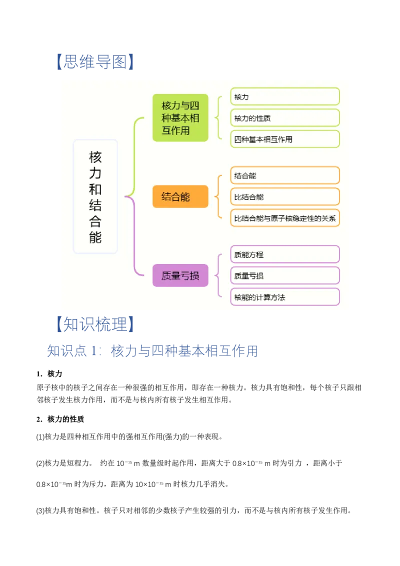 5.3核力和结合能（举一反三讲义）（解析版）_2026高考物理_222026版物理《高考一轮复习举一反三》全国版_2026《高中物理&bull;举一反三系列》选修三(RJ)_第五章原子核_举一反三讲义