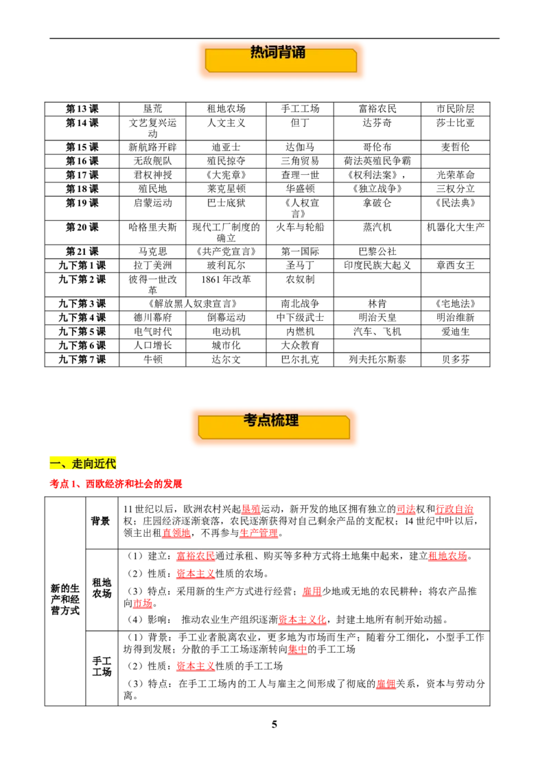 主题12近代世界(历史时空+热词背诵+考点梳理+素养导向+命题预测)_中考历史资料合集_中考历史专题复习讲义资料（可下载打印）