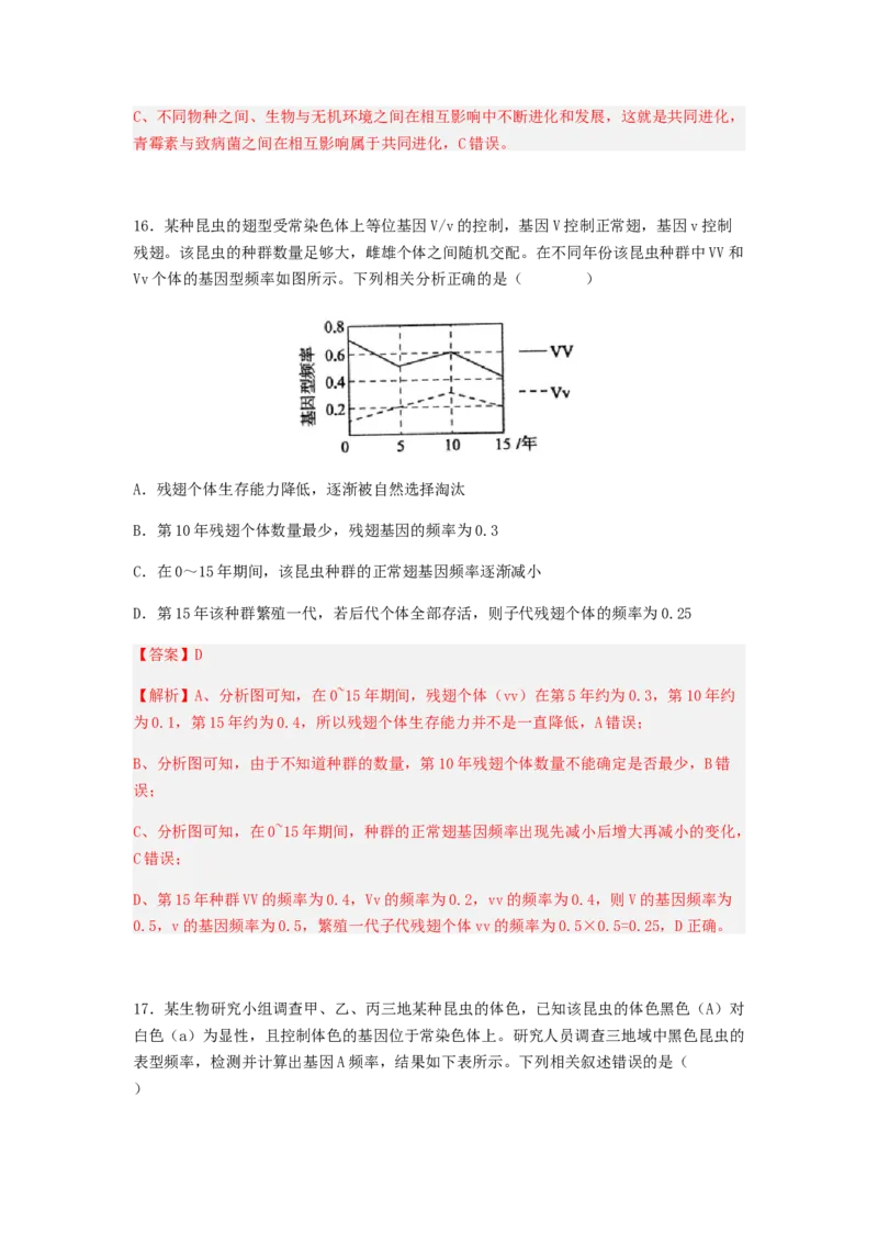 考点23生物进化（解析版）_通用版（老高考）复习资料_2023年复习资料_一轮复习_2023年高考生物一轮复习讲练测（全国通用）