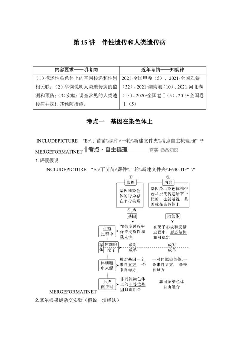 第15讲伴性遗传和人类遗传病_新高考复习资料_2024年新高考复习资料_一轮复习资料_完2024生物步步高大一轮复习（课件+讲义）_2024年高考生物一轮复习讲义（新人教版）_必修2
