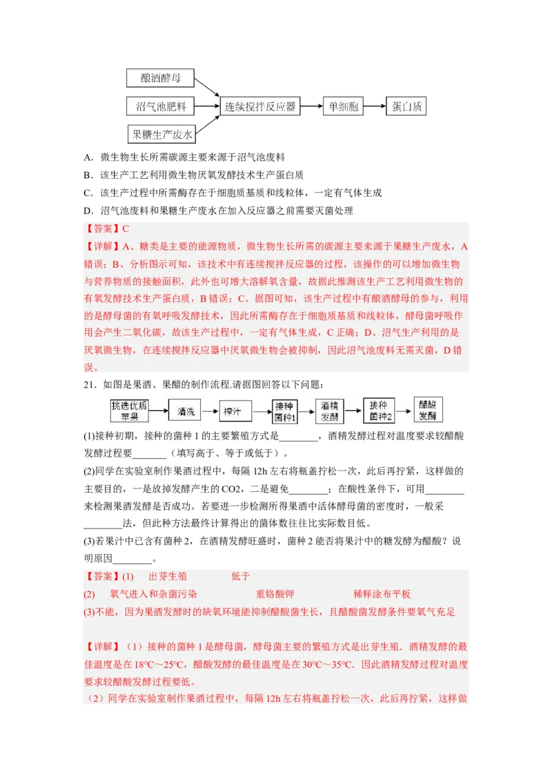 考点34传统发酵技术的应用与发酵工程（解析版）_通用版（老高考）复习资料_2023年复习资料_一轮复习_2023年高考生物一轮复习讲练测（全国通用）
