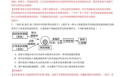 第41讲动物细胞工程（练习）（解析版）_新高考复习资料_2024年新高考复习资料_一轮复习资料_完2024年高考生物一轮复习讲练测(课件+讲义+练习)（新高考）_讲义+练习