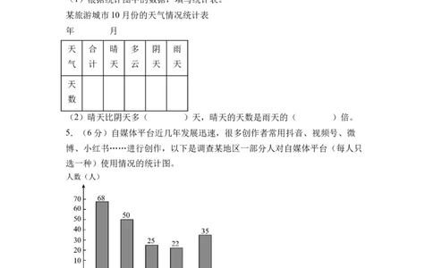 第四单元统计表与条形统计图（一）（单元自测&bull;提升卷）（A4版）(3)_三年级数学下册（苏教版）_单元测试_新课标资料（看这里面）