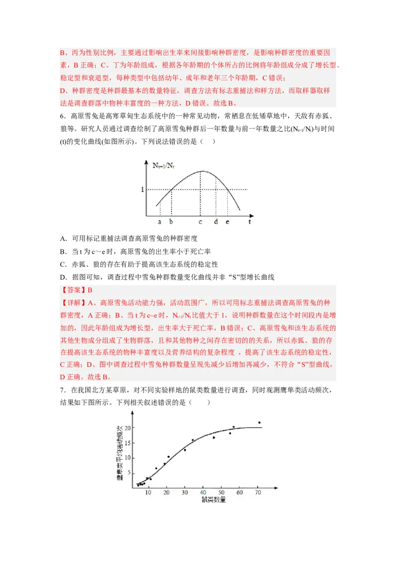 考点29种群及其动态（解析版）_通用版（老高考）复习资料_2023年复习资料_一轮复习_2023年高考生物一轮复习讲练测（全国通用）