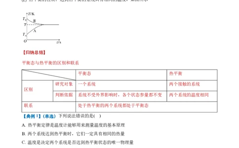 2.1温度和温标（举一反三讲义）（原卷版）_2026高考物理_222026版物理《高考一轮复习举一反三》全国版_2026《高中物理&bull;举一反三系列》选修三(RJ)_第二章气体、固体和液体