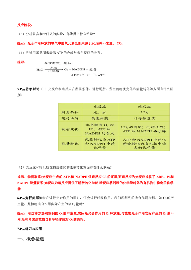 第五章细胞的能量供应和利用-查漏补缺2023年高考生物一轮复习教材必背细节与旁栏思考梳理汇总（新教材）（带答案）_新高考复习资料_2023年新高考复习资料_一轮复习