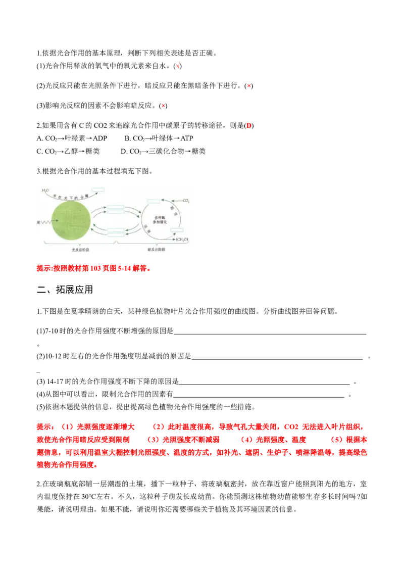 第五章细胞的能量供应和利用-查漏补缺2023年高考生物一轮复习教材必背细节与旁栏思考梳理汇总（新教材）（带答案）_新高考复习资料_2023年新高考复习资料_一轮复习