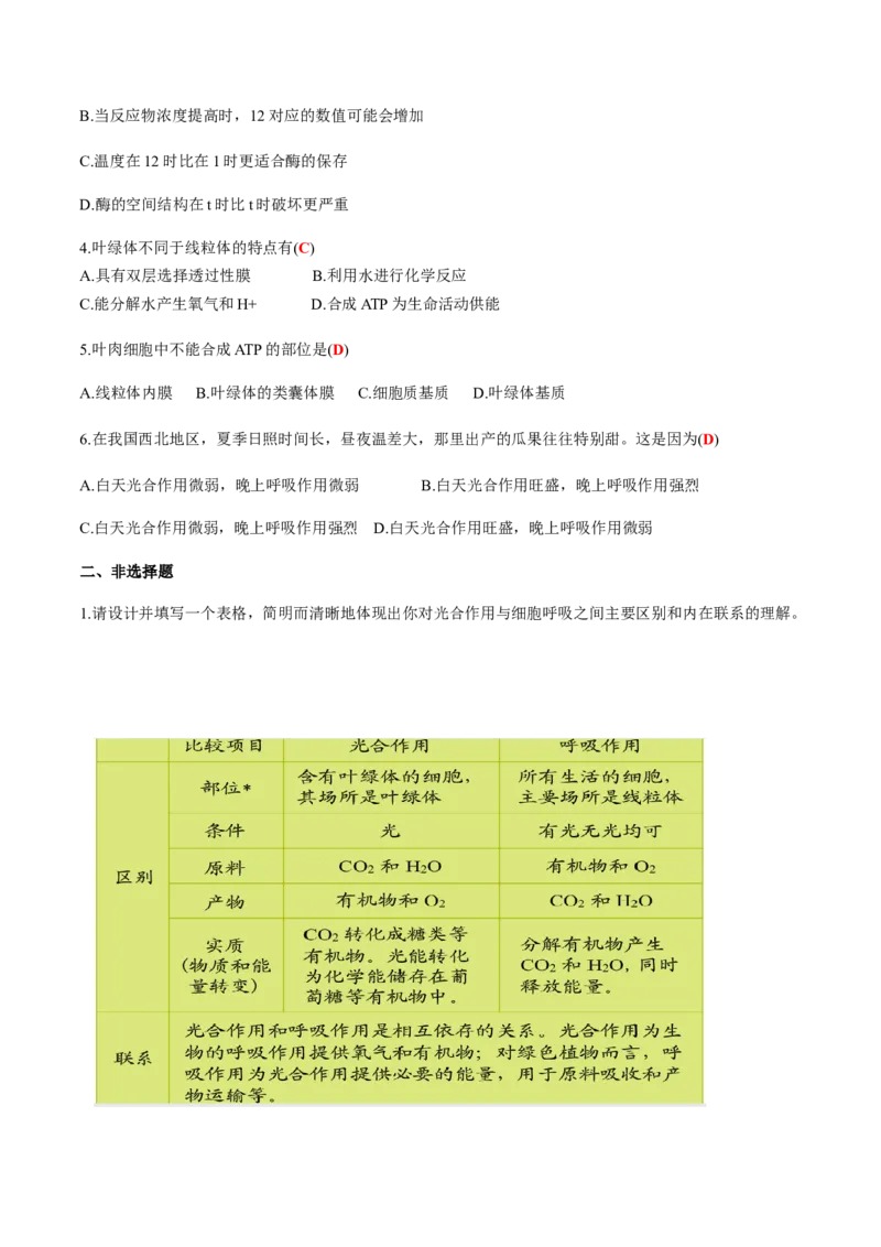 第五章细胞的能量供应和利用-查漏补缺2023年高考生物一轮复习教材必背细节与旁栏思考梳理汇总（新教材）（带答案）_新高考复习资料_2023年新高考复习资料_一轮复习