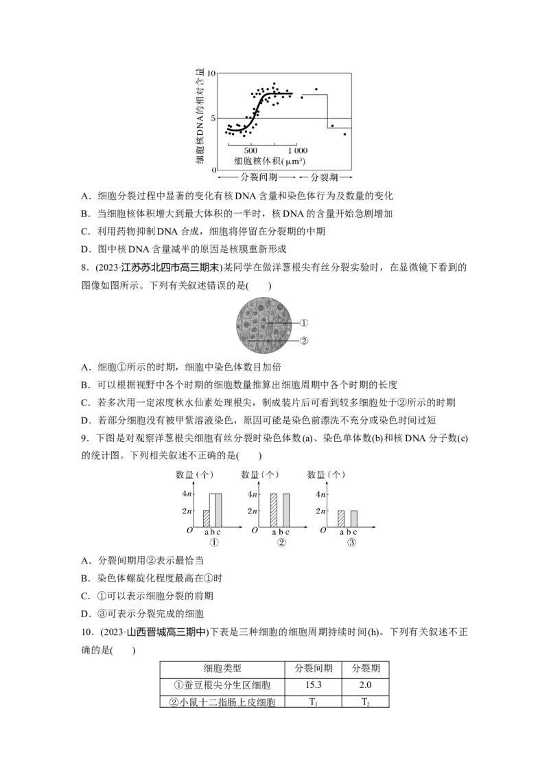 第4单元　课时练2　有丝分裂过程中相关变化及观察实验_新高考复习资料_2024年新高考复习资料_一轮复习资料_完2024生物步步高大一轮复习（课件+讲义）_学生版在此文件夹