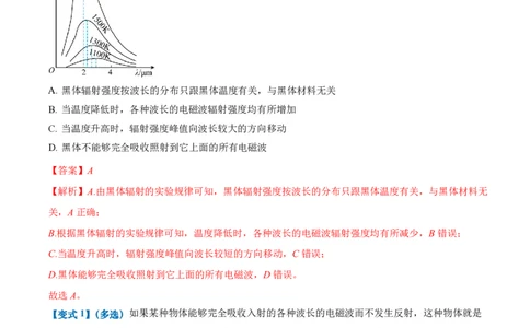 4.1普朗克黑体辐射理论（举一反三讲义）（解析版）_2026高考物理_222026版物理《高考一轮复习举一反三》全国版_2026《高中物理&bull;举一反三系列》选修三(RJ)_举一反三讲义