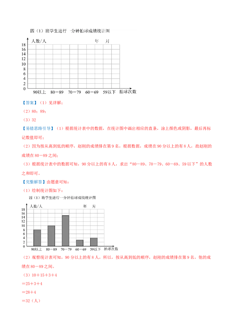 第四单元统计表和条形统计图（一）（易错知识梳理+3个易错考点讲练+优选真题拔尖练共32题）解析版(1)_三年级数学下册（苏教版）_母题专项练习-K36_2026版