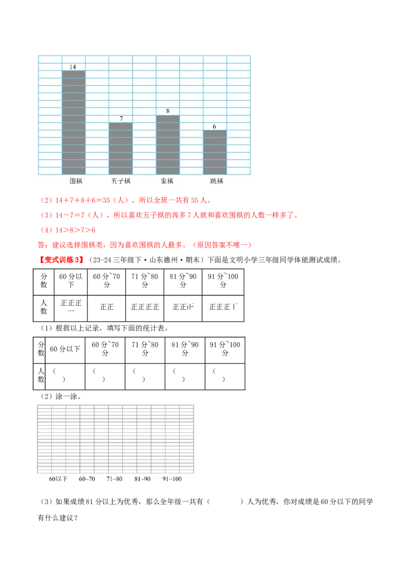 第四单元统计表和条形统计图（一）（易错知识梳理+3个易错考点讲练+优选真题拔尖练共32题）解析版(1)_三年级数学下册（苏教版）_母题专项练习-K36_2026版