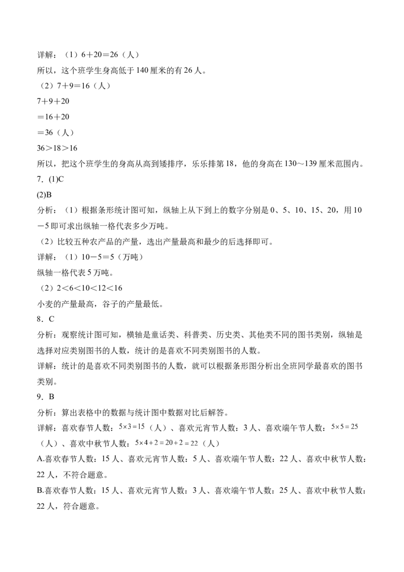 第四单元统计表和条形统计图（一）（期末知识清单）（苏教版&bull;新教材）_三年级数学下册（苏教版）_期末总复习-K159_期末总复习_2026版