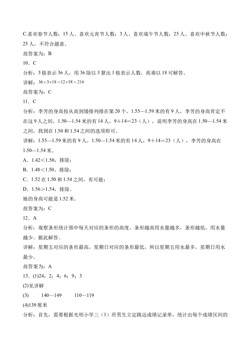 第四单元统计表和条形统计图（一）（期末知识清单）（苏教版&bull;新教材）_三年级数学下册（苏教版）_期末总复习-K159_期末总复习_2026版