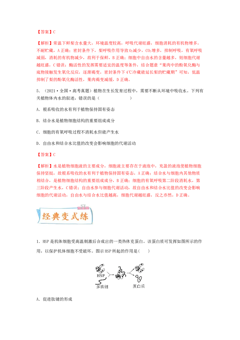 考点05蛋白质的结构和功能（解析版）_通用版（老高考）复习资料_2023年复习资料_一轮复习_2023年高考生物一轮复习讲练测（全国通用）