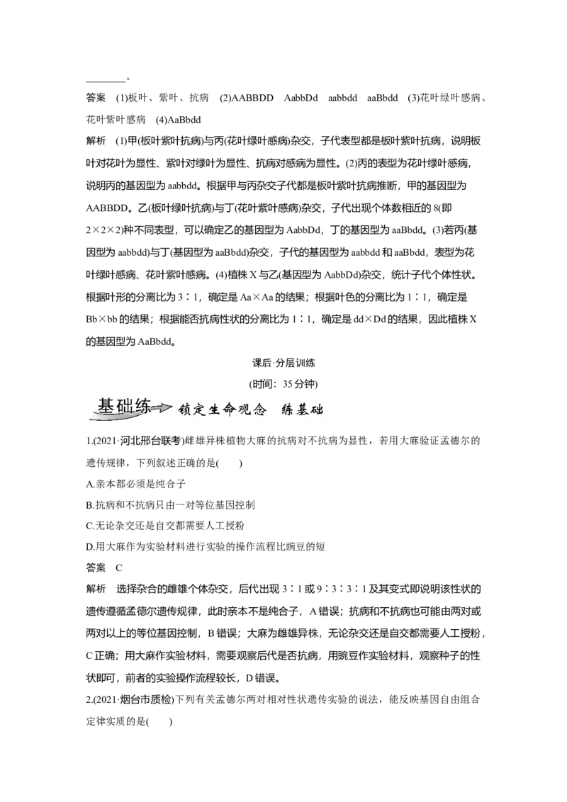 第14讲　基因的自由组合定律_新高考复习资料_2023年新高考复习资料_一轮复习_2023年新高考大一轮复习讲义_2023年高考生物一轮复习讲义（新人教新高考）_赠补充习题