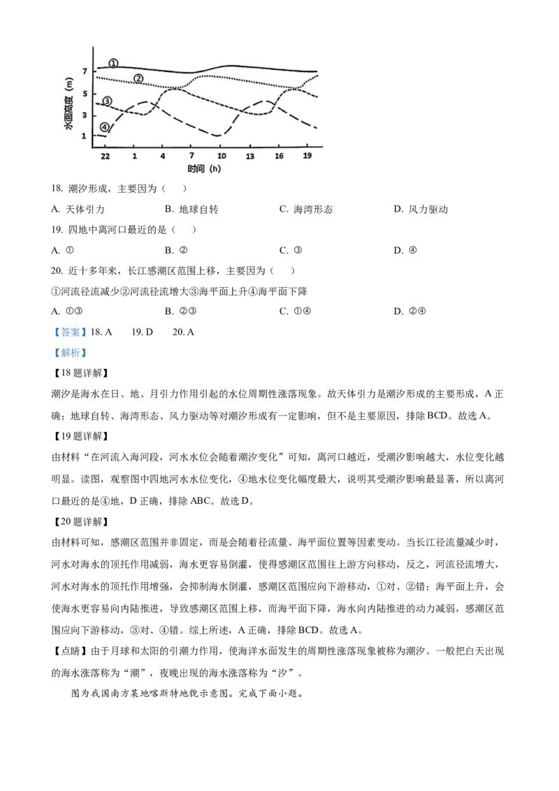 广东省惠州市2024-2025学年高一上学期期末质量检测地理试卷Word版含解析_2025年02月试卷_0221广东省惠州市2024-2025学年高一上学期期末考试