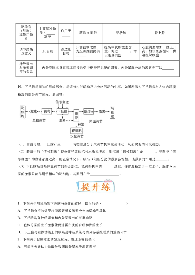 考向18体液调节-备战2023年高考生物一轮复习考点微专题（全国通用）（原卷版）_通用版（老高考）复习资料_2023年复习资料_一轮复习_备战2023年高考生物一轮复习考点微专题（全国通用）