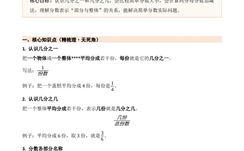 第六单元分数的初步认识（二）（期末知识清单）（苏教版&bull;新教材）_三年级数学下册（苏教版）_期末总复习-K159_期末总复习_2026版