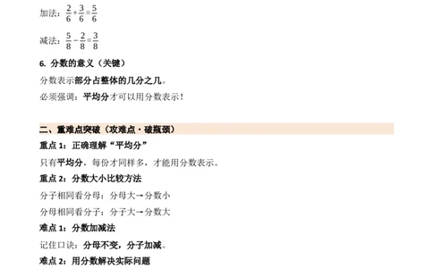 第六单元分数的初步认识（二）（期末知识清单）（苏教版&bull;新教材）_三年级数学下册（苏教版）_期末总复习-K159_期末总复习_2026版