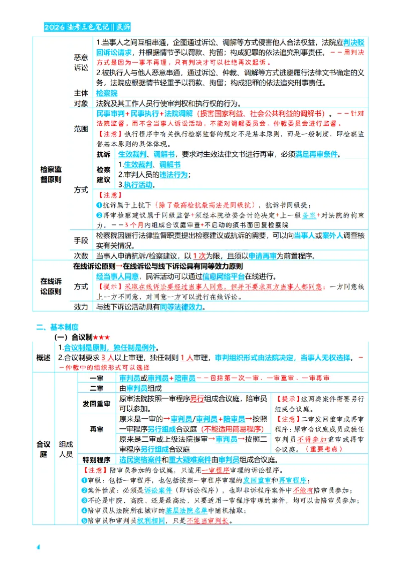 ⒋2026详细版三色笔记-民诉-111页_26法考-三色笔记-最新版