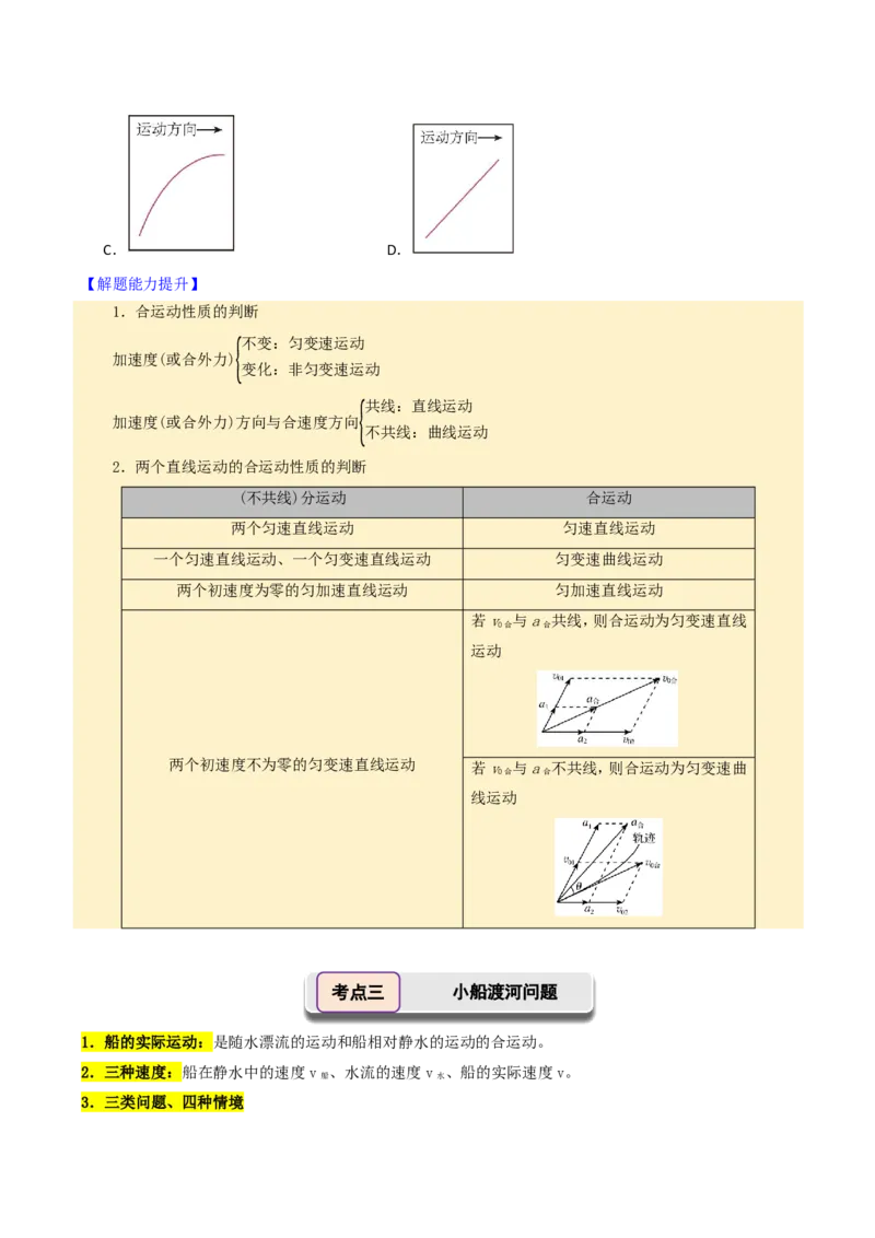 第19讲曲线运动运动的合成与分解(原卷版)_2026高考物理_222026版物理《高考一轮复习举一反三》全国版_第19讲曲线运动运动的合成与分解