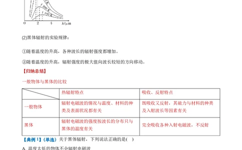 4.1普朗克黑体辐射理论（举一反三讲义）（原卷版）_2026高考物理_222026版物理《高考一轮复习举一反三》全国版_2026《高中物理&bull;举一反三系列》选修三(RJ)_举一反三讲义