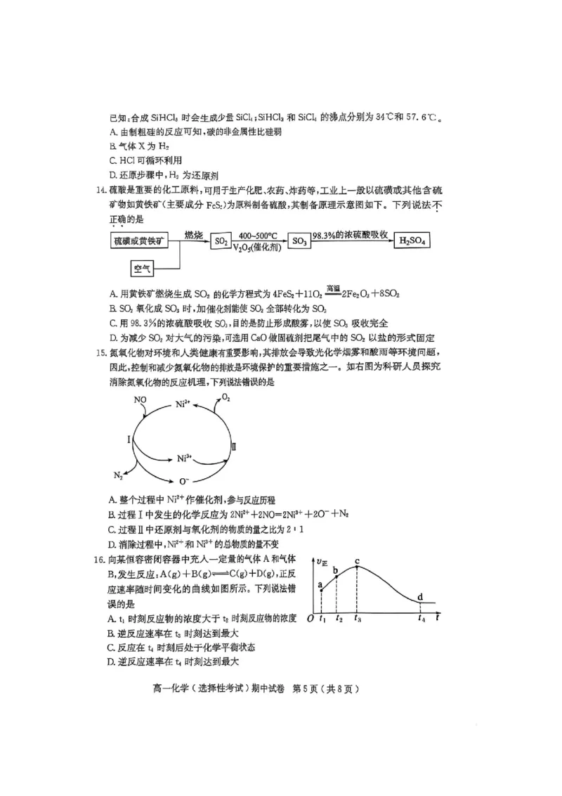 广东省茂名市电白区2024--2025学年度第二学期高一年级化学期中考试_2025年05月试卷_0519广东省茂名市电白区2024-2025学年高一下学期期中考试