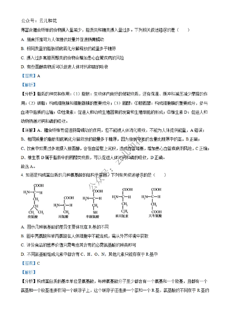 河北省沧州市四县联考2024-2025学年高一上学期11月月考生物试题Word版含解析_2024年12月试卷_1227河北省沧州四县联考2024-2025学年高一上学期11月月考